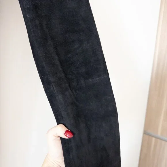 Joseph $1200 Slim Fit Suede Leggings 100% Lambskin with Stretch in Black - Picture 12 of 14